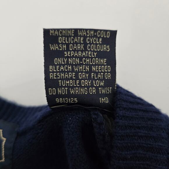 Huntington Lambswool Virgin 100% Wool V-Neck Sweater Men M Navy Knit Vintage - Picture 13 of 13